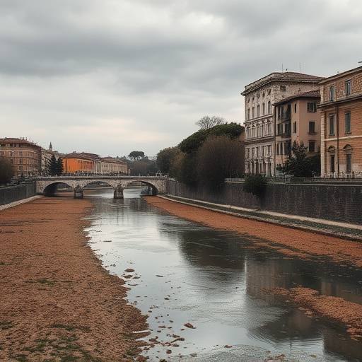 Fiume Tevere in secca a Roma