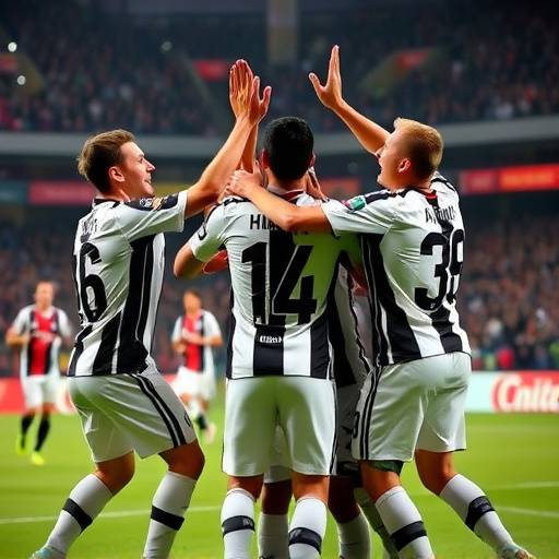 Giocatori della Juventus che festeggiano un gol durante la partita contro il Milan